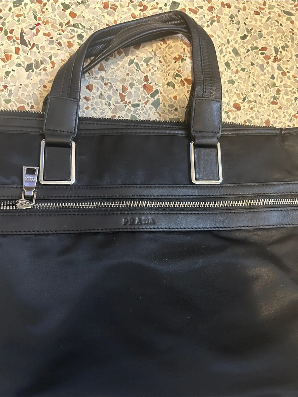 Black Nylon & Leather Briefcase